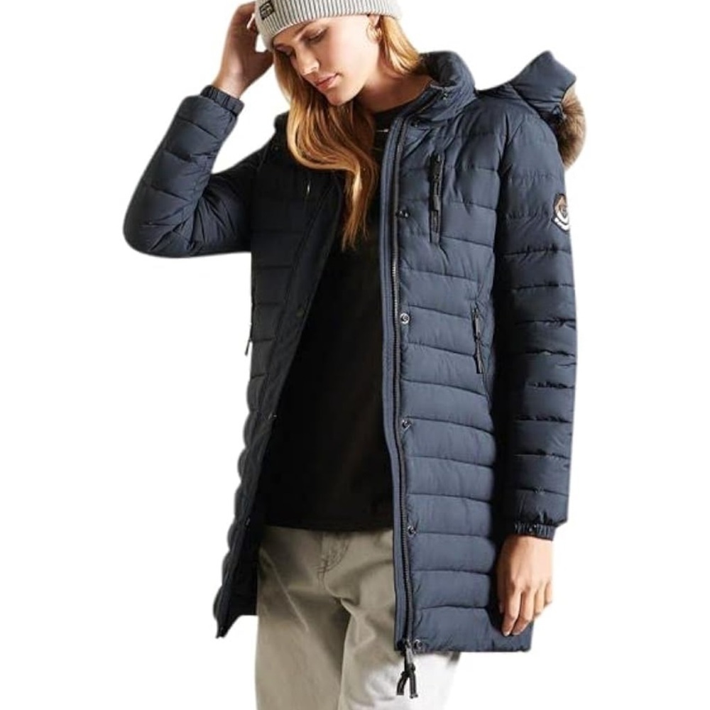 COPY - COPY - Superdry Womens Fuji Hooded Mid Length Puffer Jacket, Nordic Navy…